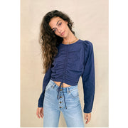 Free People Tie Back Poplin Blouse Top L