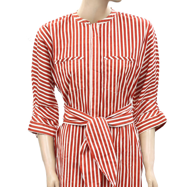 Noa Noa Fine Striped Stretch Buttondown Shirt Dress XS