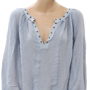 Free People Against All Odds Studded Blouse Top S