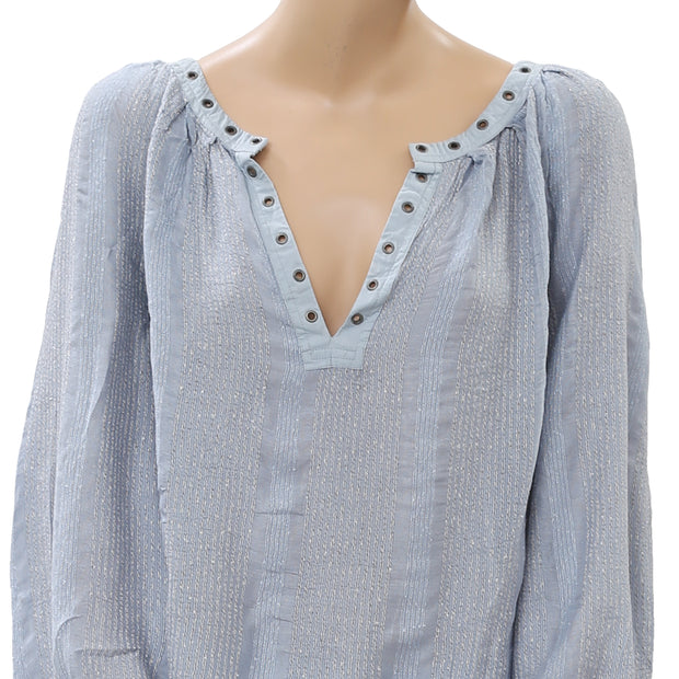 Free People Against All Odds Studded Blouse Top S