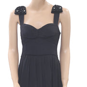 Uterque Plumetis Velvet Dot Pearl Maxi Dress L