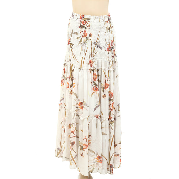 All Saints Ellie Dorado Smocked Tube Midi Convertible Skirt Dress