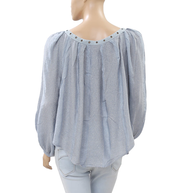 Free People Against All Odds Studded Blouse Top S