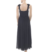 Uterque Plumetis Velvet Dot Pearl Maxi Dress L
