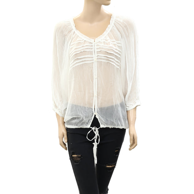 Kimchi Blue Urban Outfitters Solid Sheer Blouse Top S