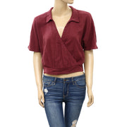 Urban Outfitters Natural Surplice Collared Cropped Top M