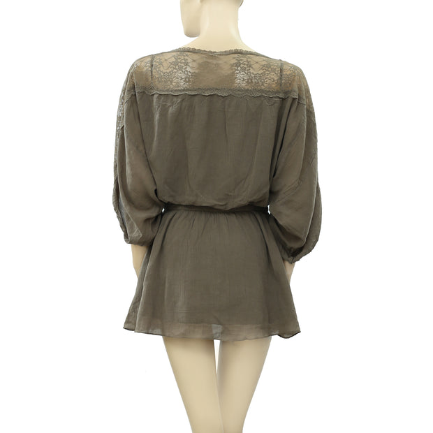 Free People Floral Lace Mini Tunic Dress S