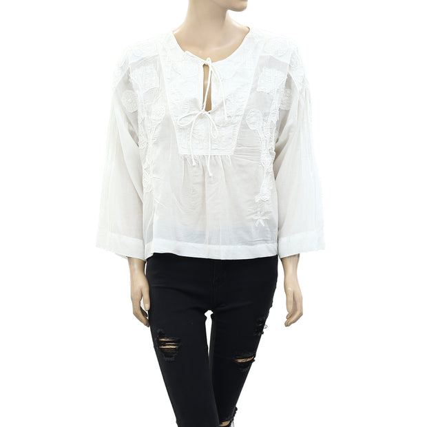 Anthropologie Catrina Embroidered Blouse Top S