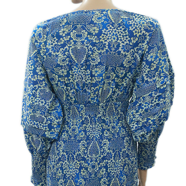 Rhode Anya Smocked Floral Printed Mini Dress