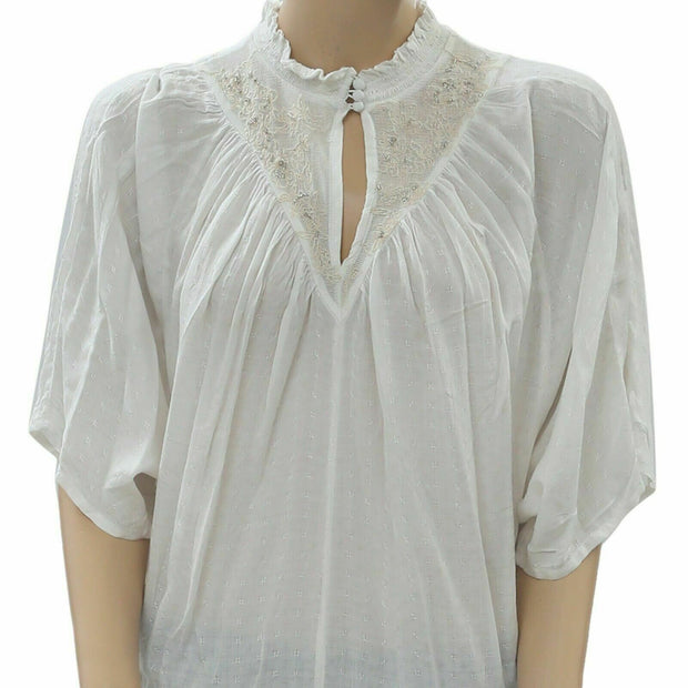 Feather Bone Anthropologie ruffle Blouse Top S