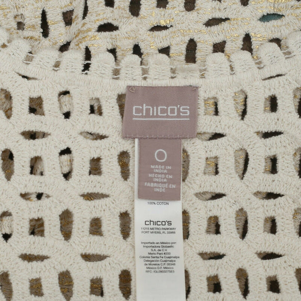 Chico's Crochet Shimmer Printed Shrug Coverup Top