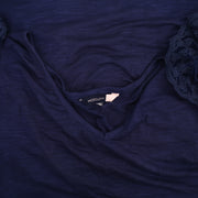 Modcloth Embroidered Ruffle Tunic Top Navy  M