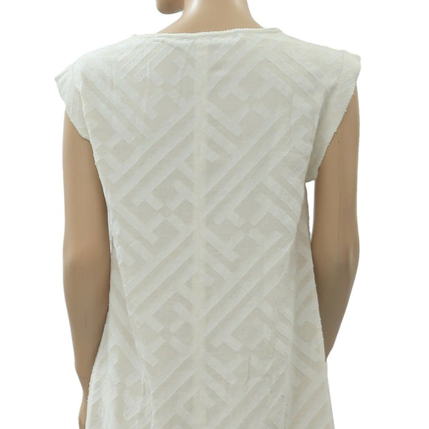 Leo & Sage Lace Jacquard Ivory Mini Dress S