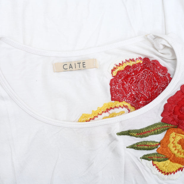 Caite Anthropologie Floral Embroidered Tunic Top XS
