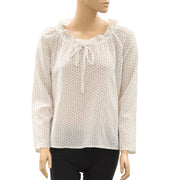 Indi & Cold Polka Dot Printed Ivory Blouse Top S