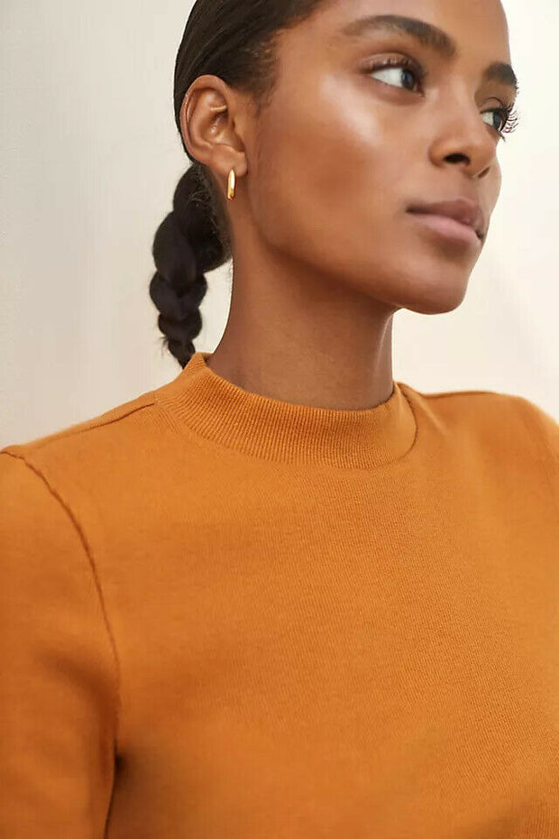 Maeve Anthropologie 小高领罗纹短款衬衫上衣 M