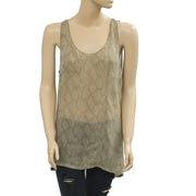Nicholas K Printed Sleeveless Sheer Tunic Top S