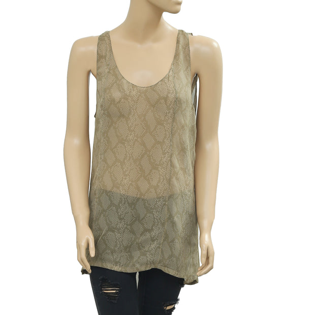 Nicholas K Printed Sleeveless Sheer Tunic Top S