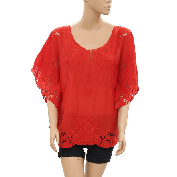 Pedro Del Hierro Adella Paris Embroidered Blouse Top M