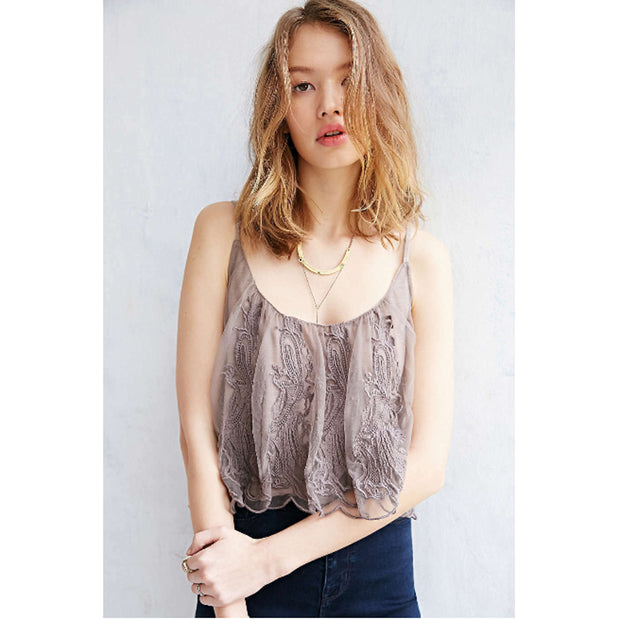 Kimchi Blue Urban Outfitters Scalloped-Edge Cami Cropped Top