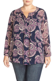 Lucky Brand Paisley Printed Shirt Tunic Top XS