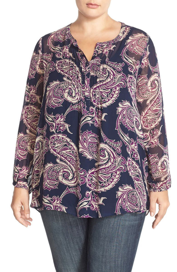Lucky Brand Paisley Printed Shirt Tunic Top XS