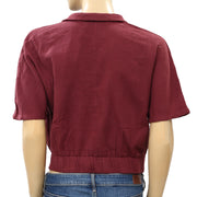 Urban Outfitters Natural Surplice Collared Cropped Top M