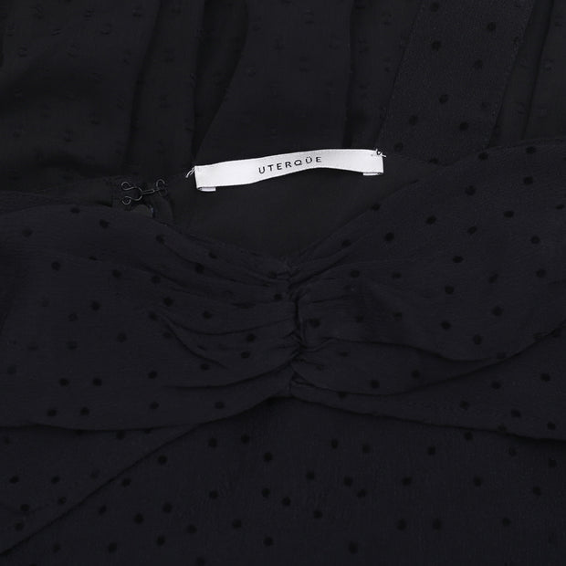 Uterque Plumetis Velvet Dot Pearl Maxi Dress L