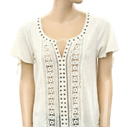 Odd Molly Anthropologie Metallic Studded Blouse Top S-1