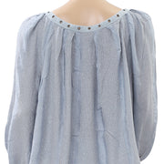 Free People Against All Odds Studded Blouse Top S