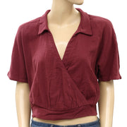 Urban Outfitters Natural Surplice Collared Cropped Top M