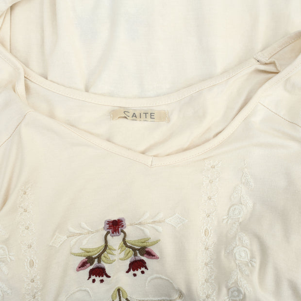 Caite Anthropologie Floral Embroidered Tunic Top S