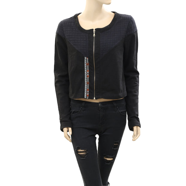 Ecote Urban Outfitters Quilted Crop Black Jacket Top S