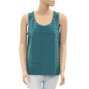 Chico's Pleated Green Tank Blouse Top M