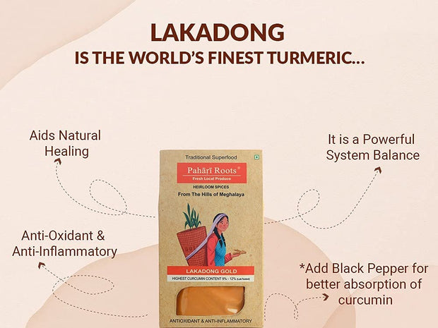 Pahari Roots Lakadong Turmeric Powder Jaintia Meghalaya Healing Aromatic 3.5oz