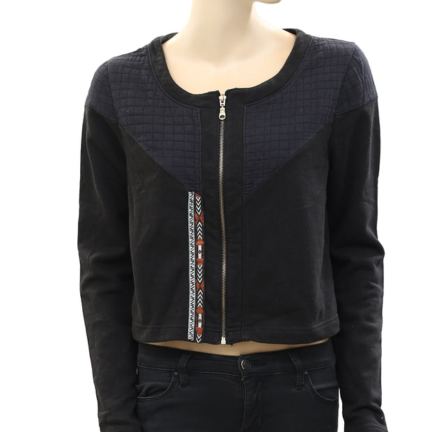 Ecote Urban Outfitters Quilted Crop Black Jacket Top S