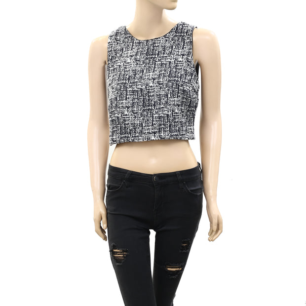 Joie Mintelle Jacquard Caviar Black Crop Top  S
