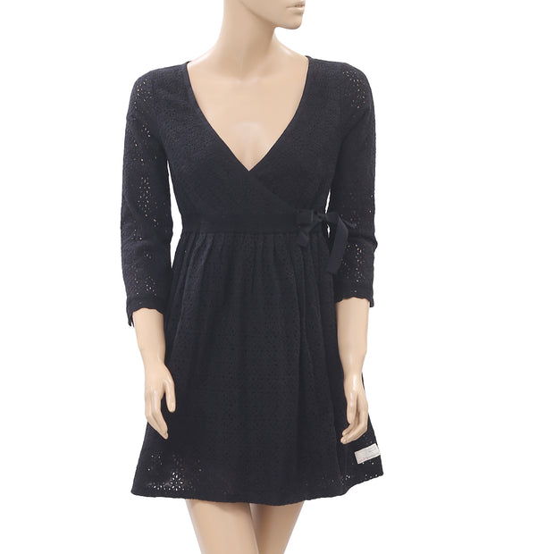 Odd Molly Anthropologie Eyelet Embroidered Wrap Mini Dress XS