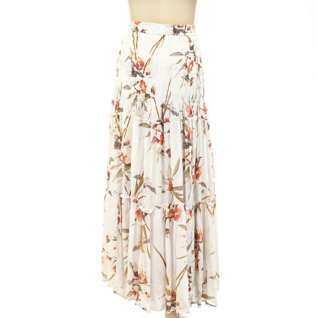 All Saints Ellie Dorado Smocked Tube Midi Convertible Skirt Dress