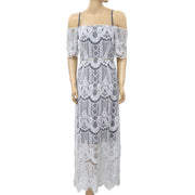Anthropologie Lace Cold Shoulder Maxi Dress XS