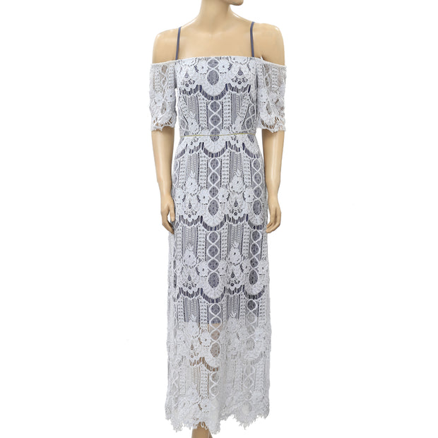 Anthropologie Lace Cold Shoulder Maxi Dress XS