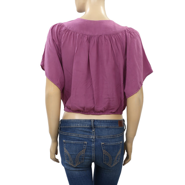 Urban Outfitters Kendra Surplice Cropped Blouse Top