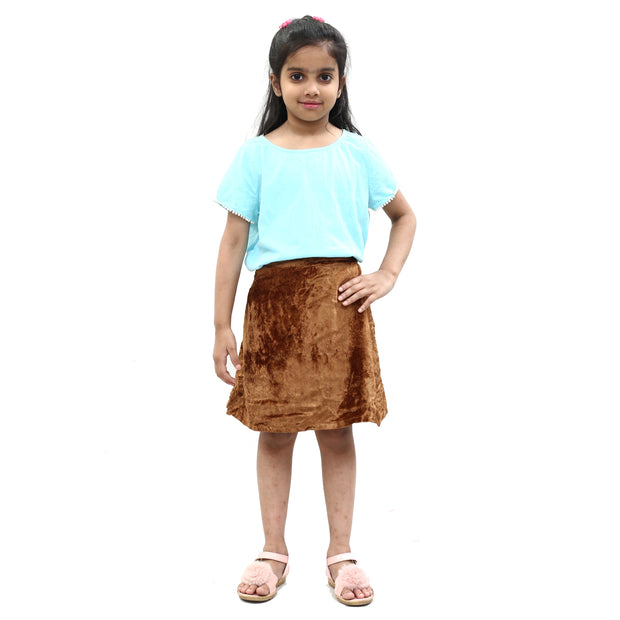 Antik Batik Girls Kids Solid Velvet Skirt 6 Years