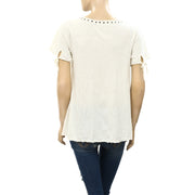 Odd Molly Anthropologie Metallic Studded Blouse Top S-1