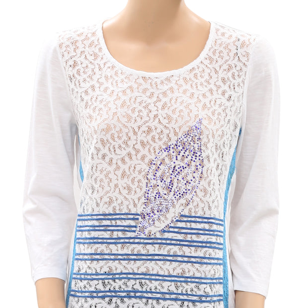Anthropologie 装饰白色衬衫上衣 M