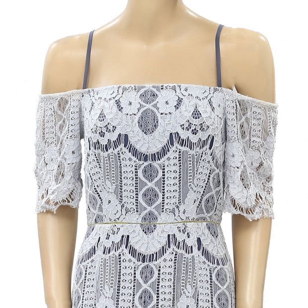 Anthropologie Lace Cold Shoulder Maxi Dress XS