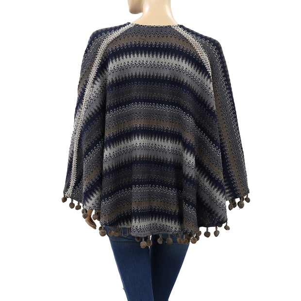Free People Embroidered Poncho Kaftan Top M/L