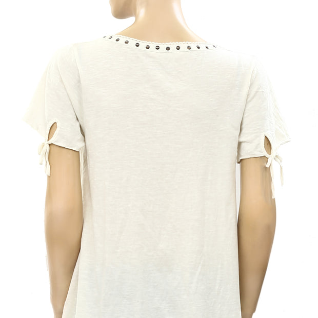 Odd Molly Anthropologie Metallic Studded Blouse Top S-1