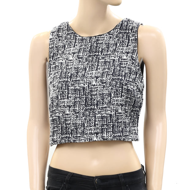 Joie Mintelle Jacquard Caviar Black Crop Top  S