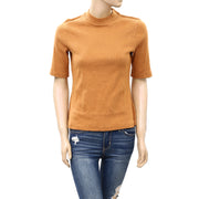 Maeve Anthropologie 小高领罗纹短款衬衫上衣 M